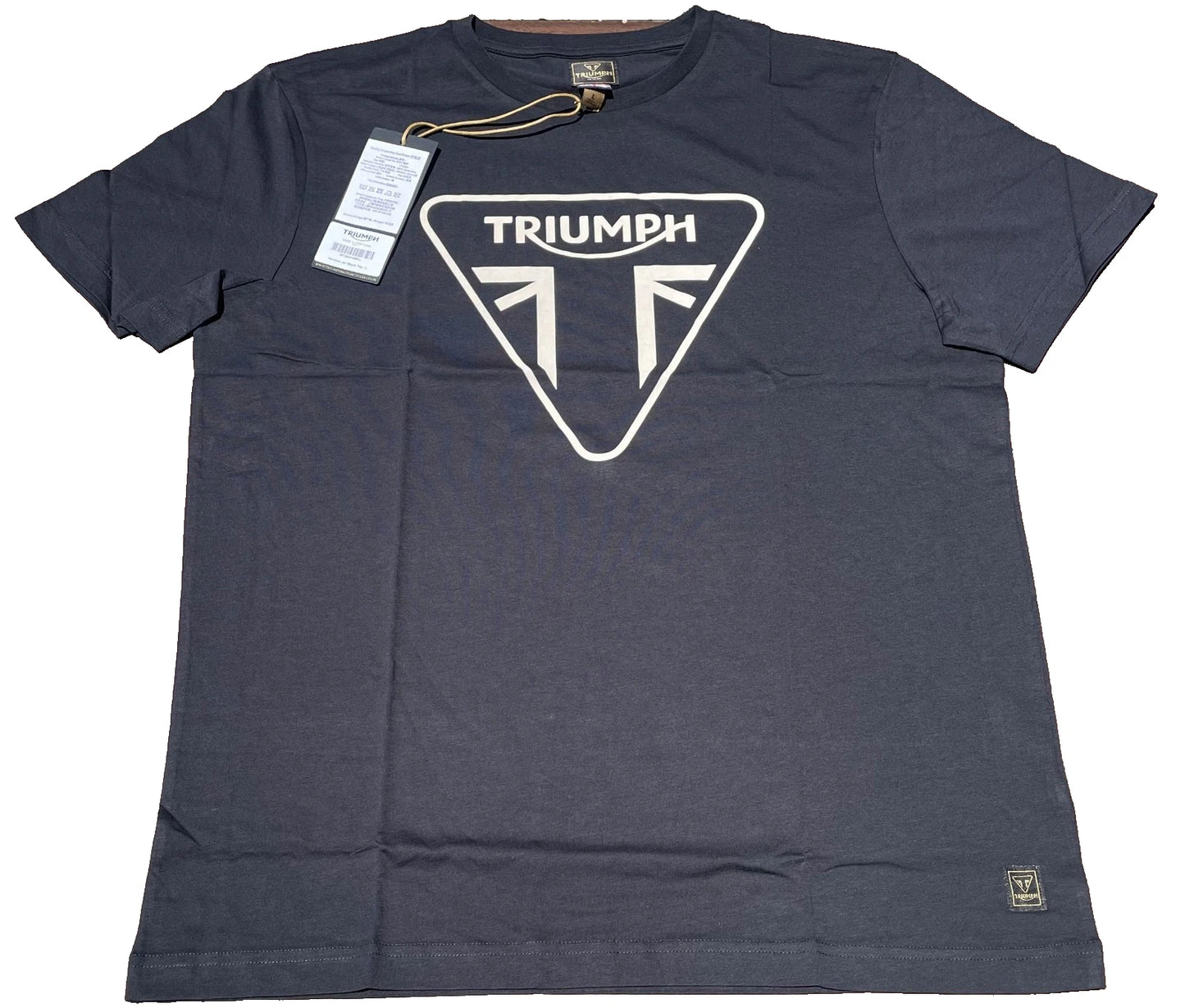 Triumph T-Shirt Mens Large Helston Jet Black Graphic Logo Cotton Short Sleeve
