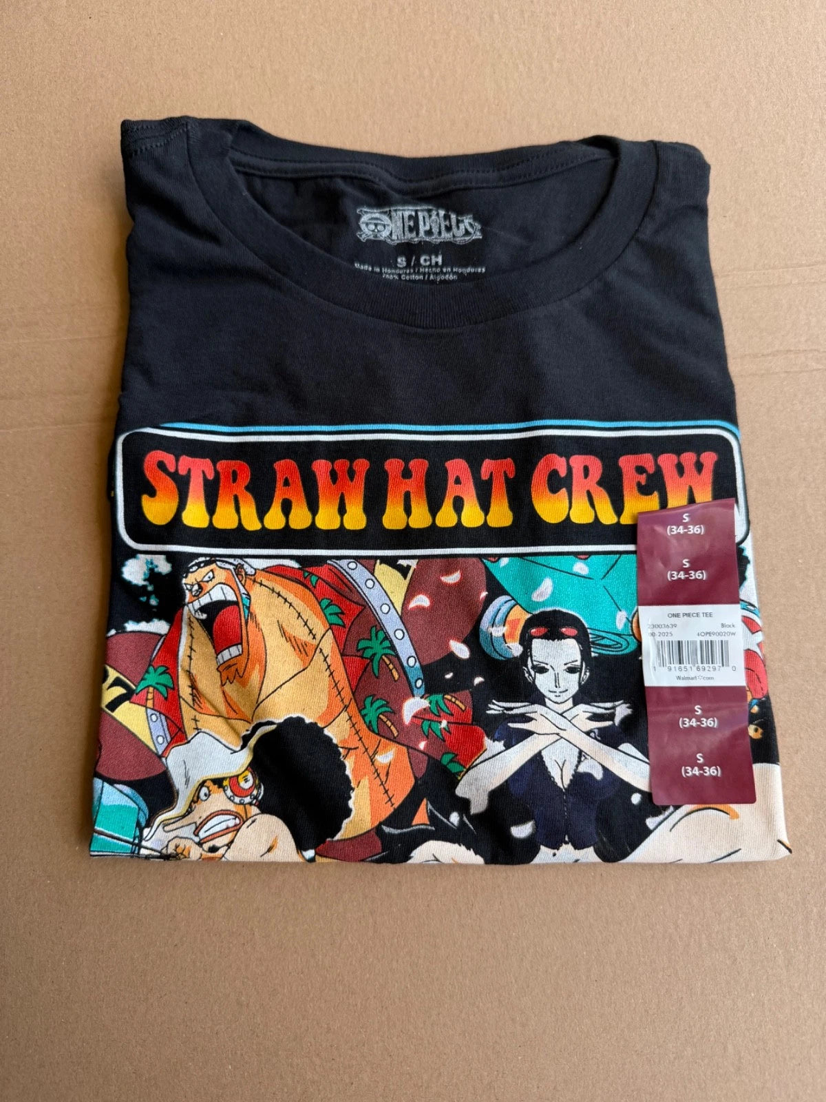 "One Piece" Straw Hat Crew Anime Graphic T-Shirt Black Size Small - NEW