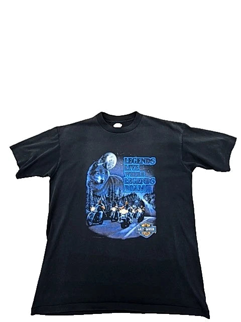 Harley-Davidson Unisex Black Biker T-Shirt XL Vintage Short Sleeve