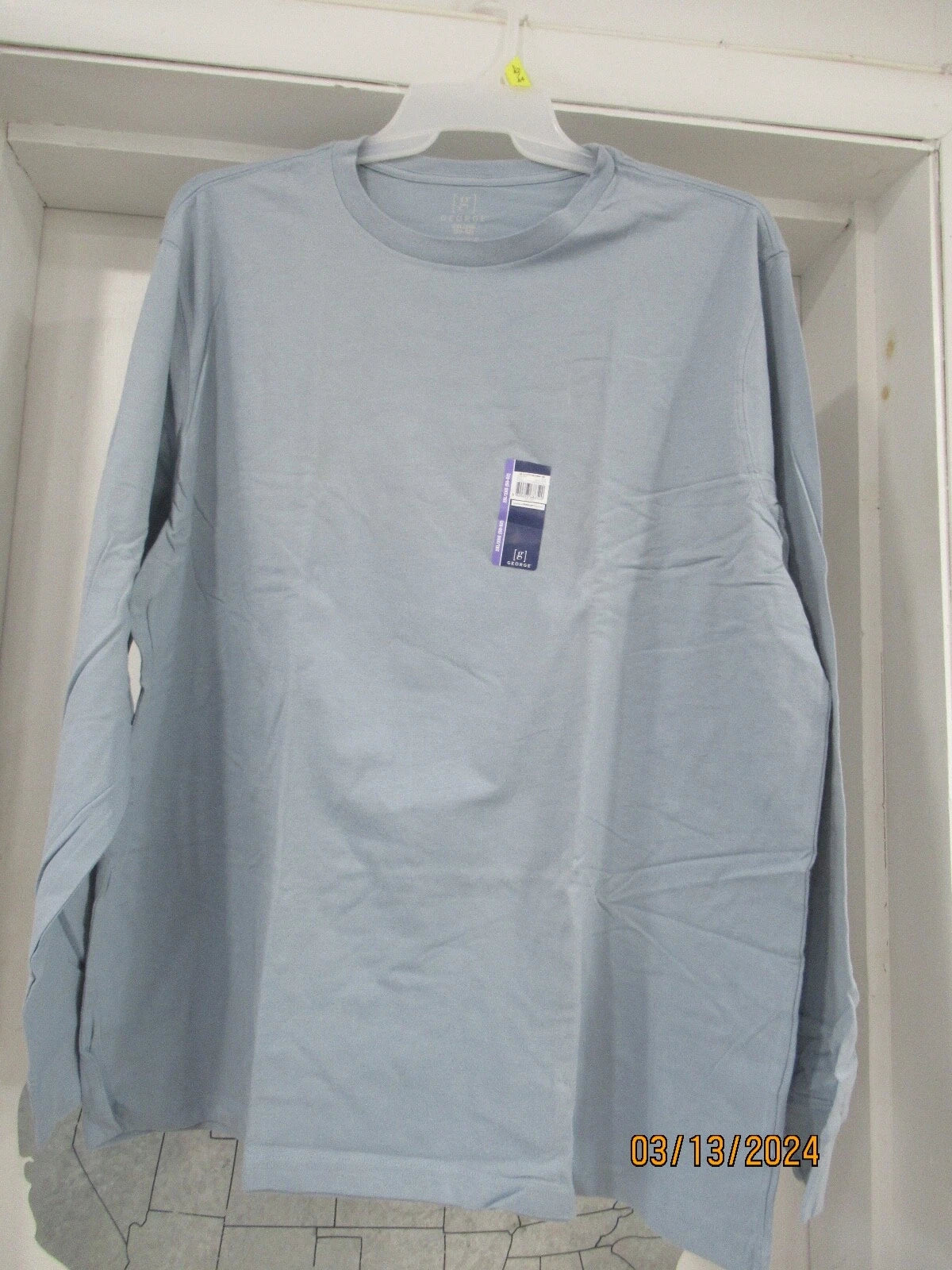 MENS LONG SLEEVE COTTON T SHIRT...LIGHT BLUE. SIZE 2XL