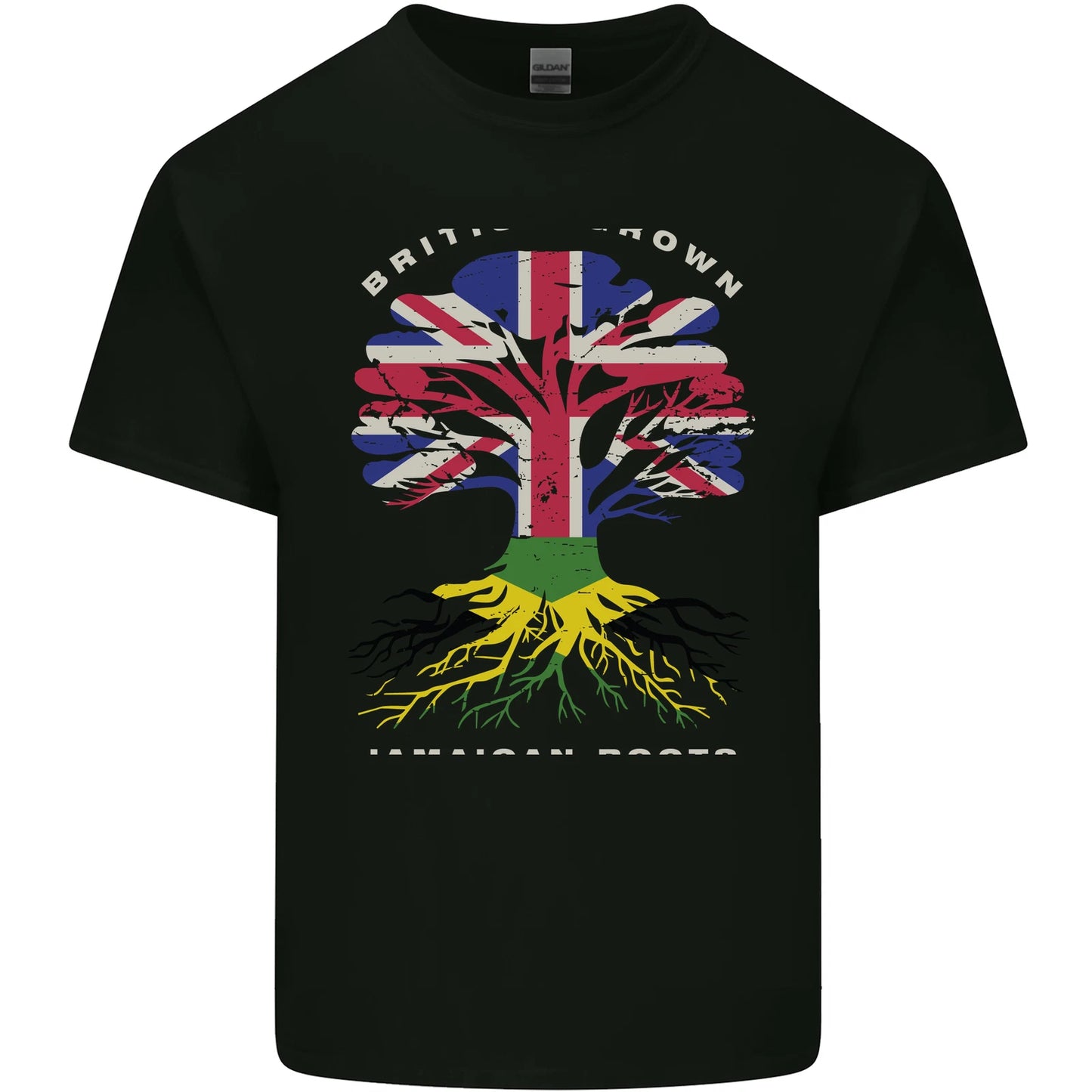 British Grown Jamaican Roots Jamaica Flag Mens Light Cotton T-Shirt