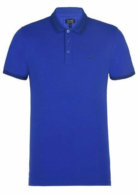 ARMANI Jeans Uomo Blu Reale Pique Slim-Fit Polo Tutte le Taglie