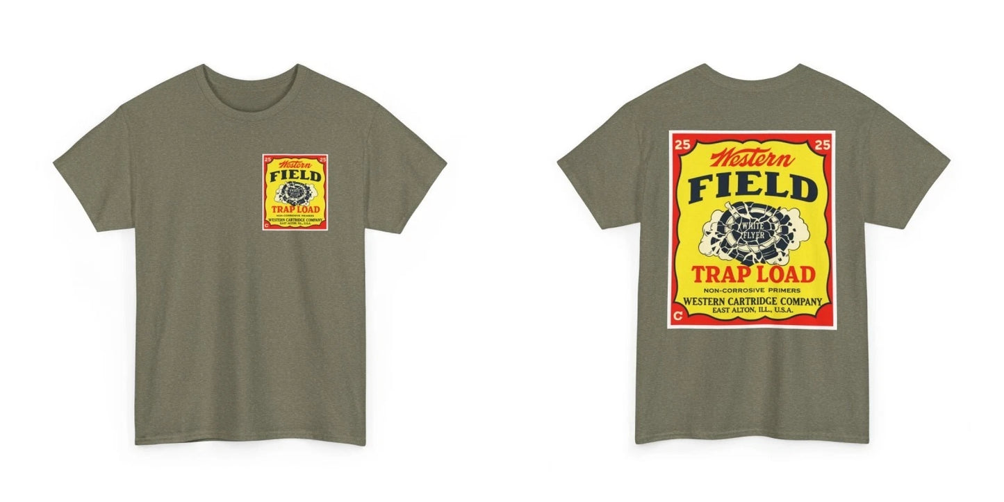 Western Field Trap Load White Flyer Vintage Shooting Clay Target Box Art T-Shirt