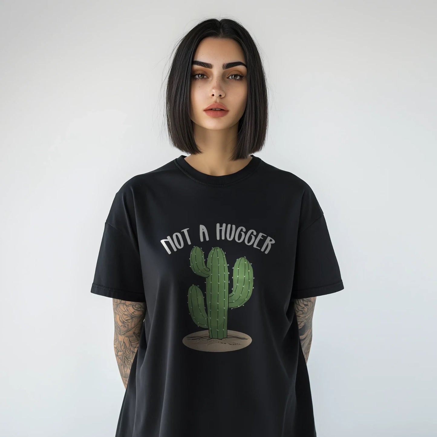 Not A Hugger Cactus T-Shirt Funny Sarcastic Desert Plant Graphic Tee Gift A94