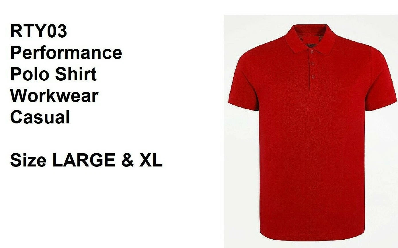 Mens smart size XL & Large, ROYAL RED polo shirt Work wear casual RTY RT03 NEW