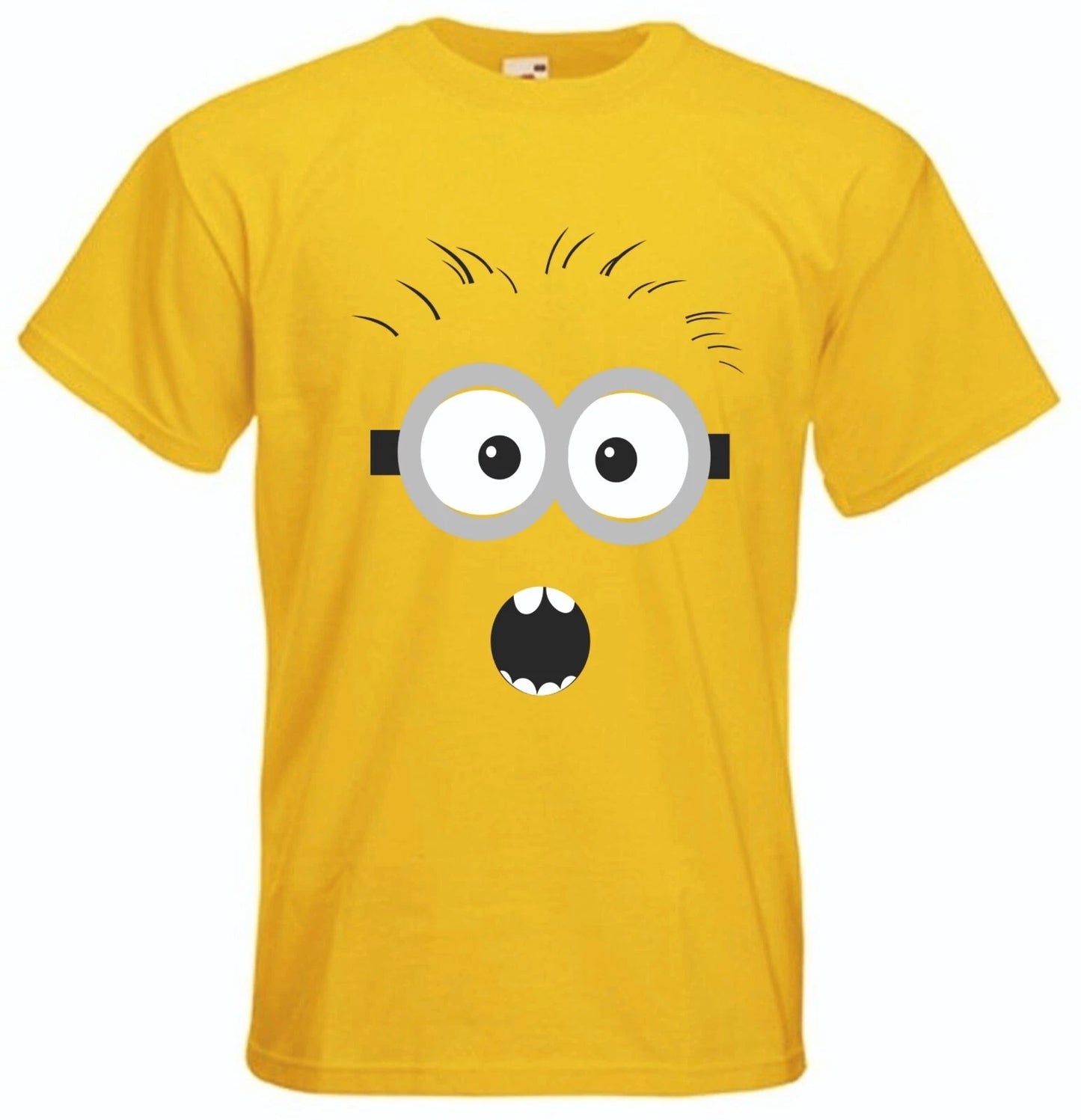 DESPICABLE ME MINION SURPRISED BIG FACE, FUN T SHIRT SIZE SMALL TO 5XL