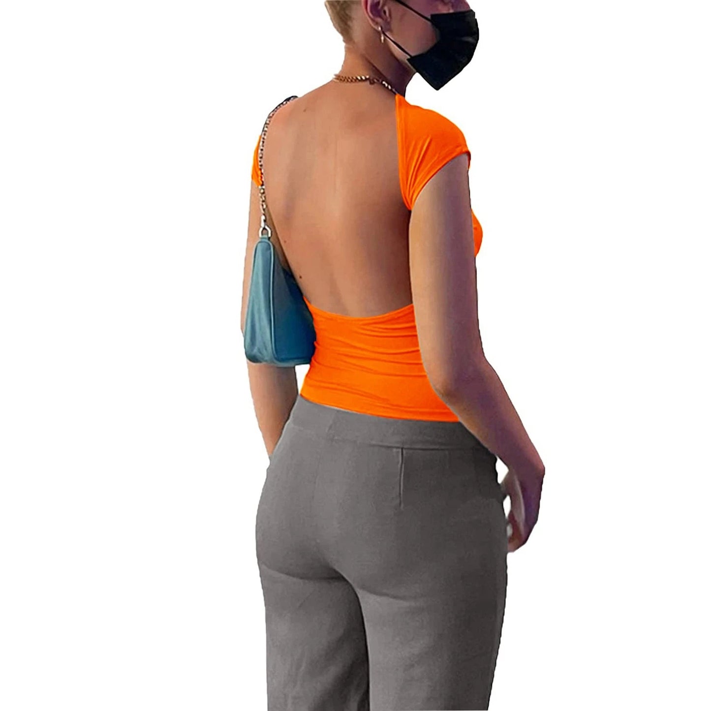 Backless Slim Fit Tee Stylish Open Back Top For Summer Fun Easy To Use❀