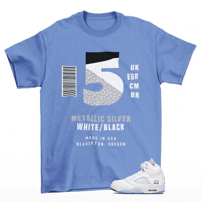 Sneaker Label Shirt Blue to Match Jordan 5 Retro White Metallic HQ7978-103