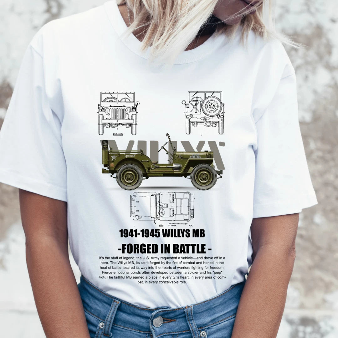 Printed T-Shirt • Willys MB Military US Army Car Graphic Tee • Mens Tee gift