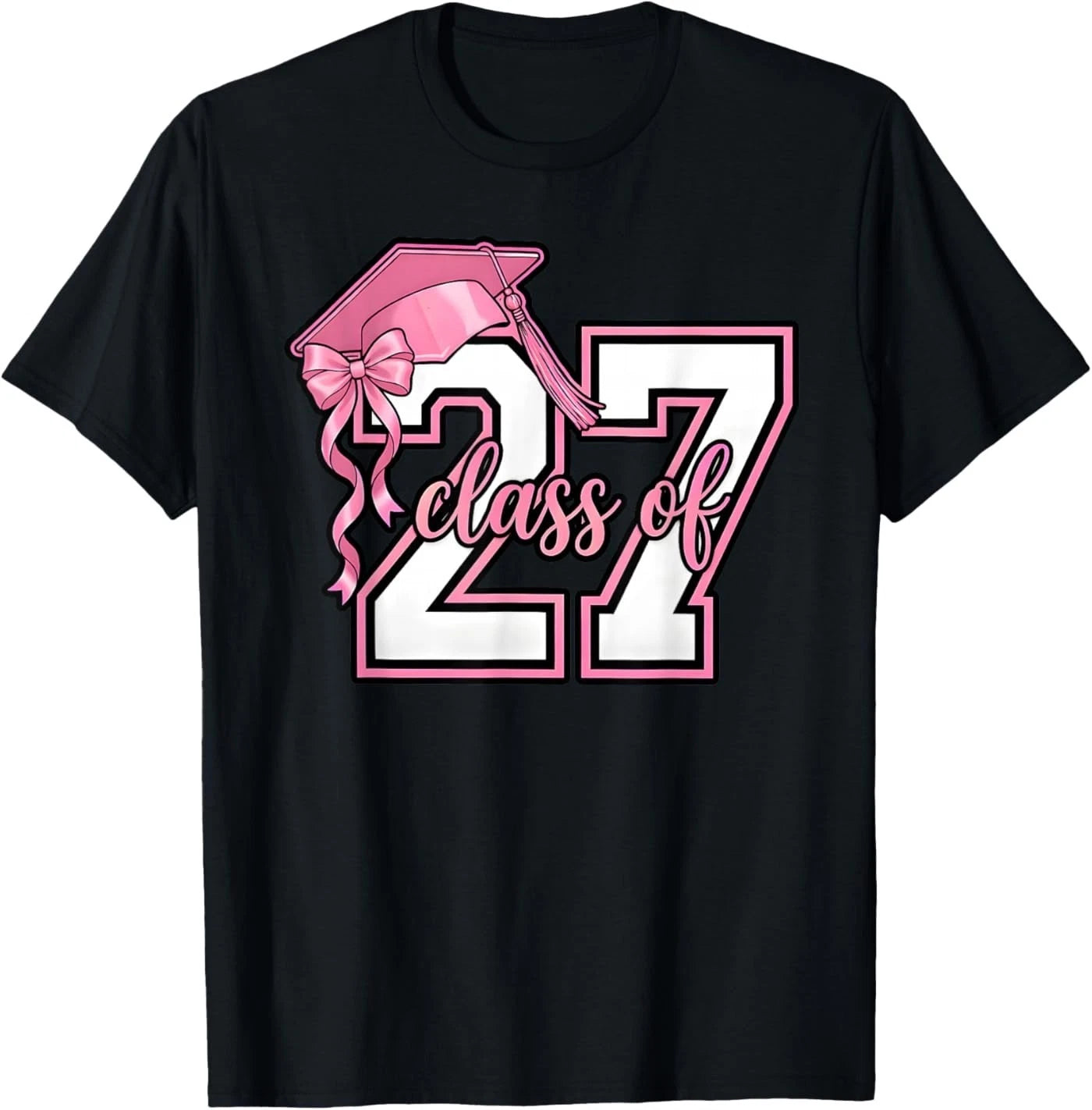 Senior 2027 Graduation Pink Coquette Bow Class of 2027 T-Shirt