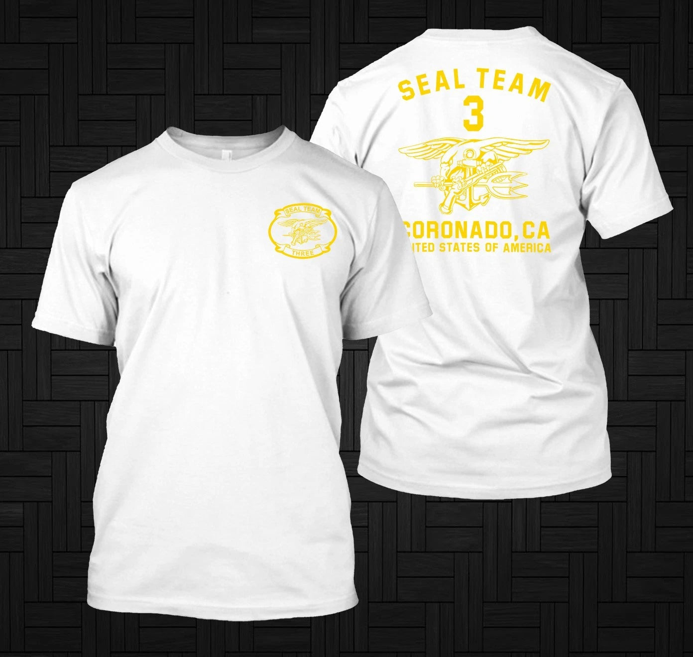 Navy SEAL Team Three DEVGRU Coronado - Custom Men's Back and front T-Shirt Tee