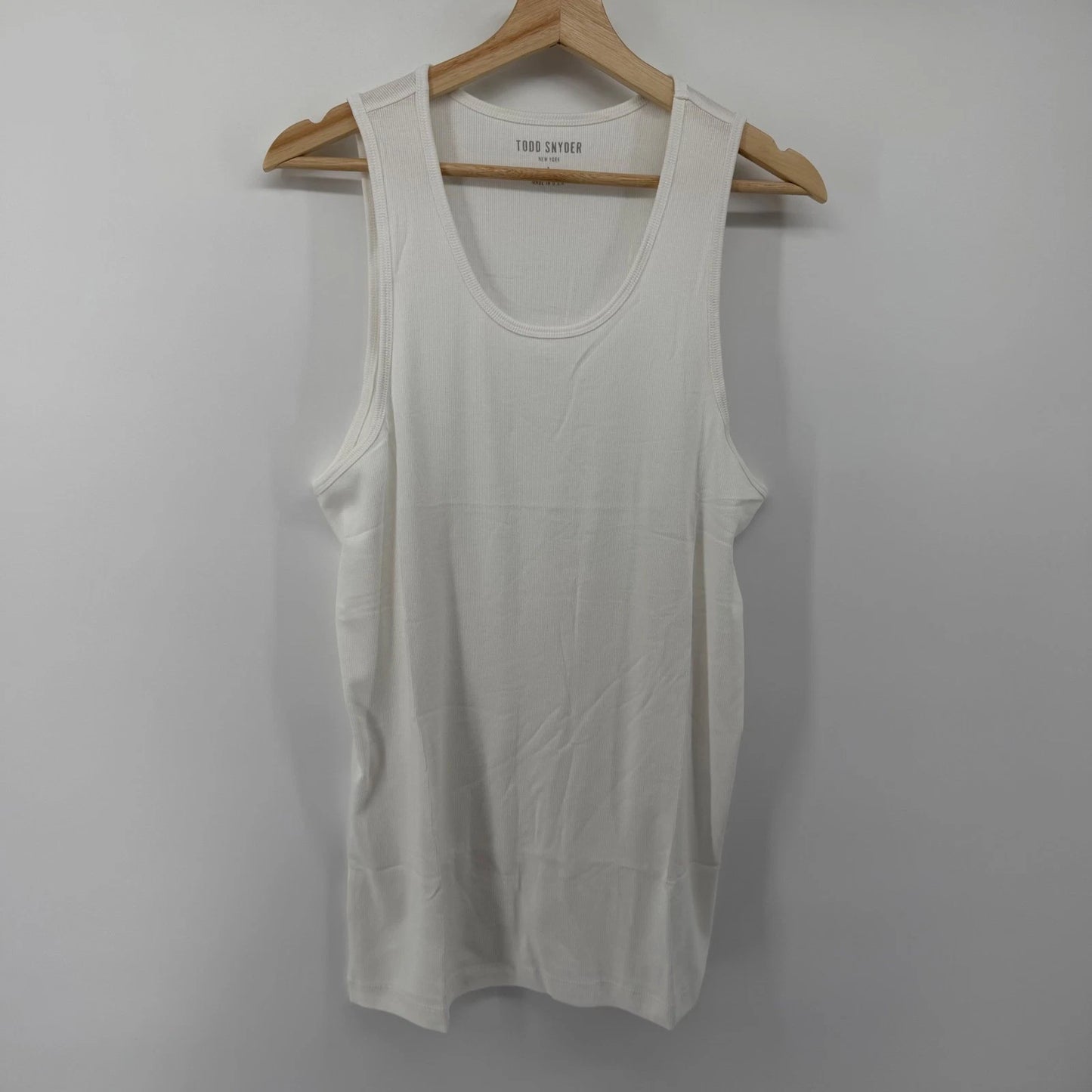Todd Snyder Tank Top Mens L White Ribbed Tank Top KN1270422 Pima Cotton Modal