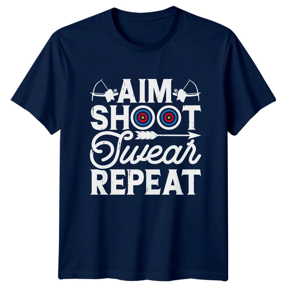 Aim Shoot Swear Repeat T-Shirt Bow Shooting Archery Birthday Gift For Him