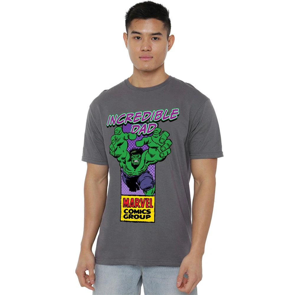 Corner Box Father's Day Incredible Hulk Dad T-Shirt S-3XL, Charcoal