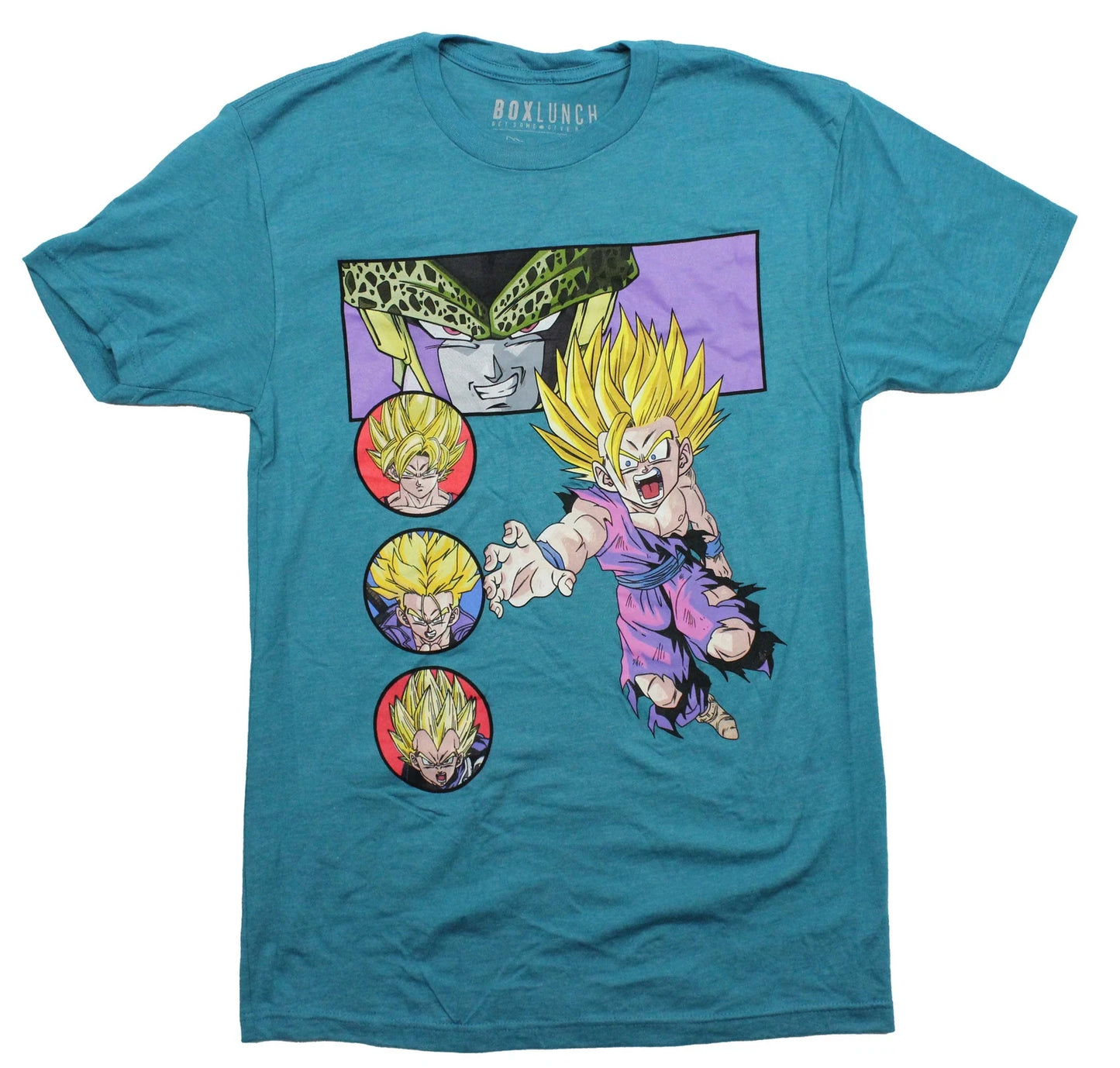 Dragon Ball Z New Adult T-Shirt - Cell Behind 3 Circled Sayians Circle Images