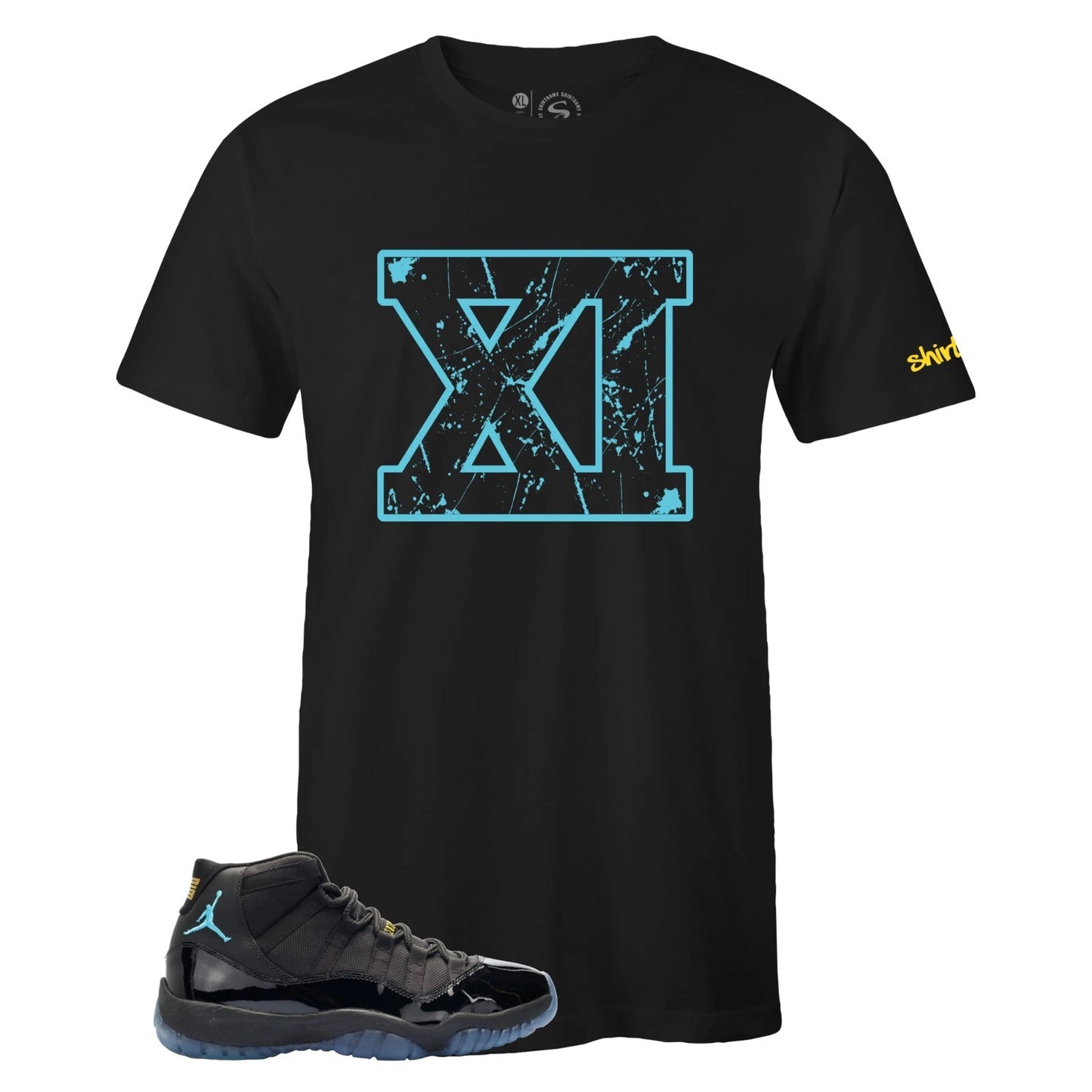Men's Black XI Sneaker T-shirt to Match Air Jordan 11 Retro 'Gamma Blue'