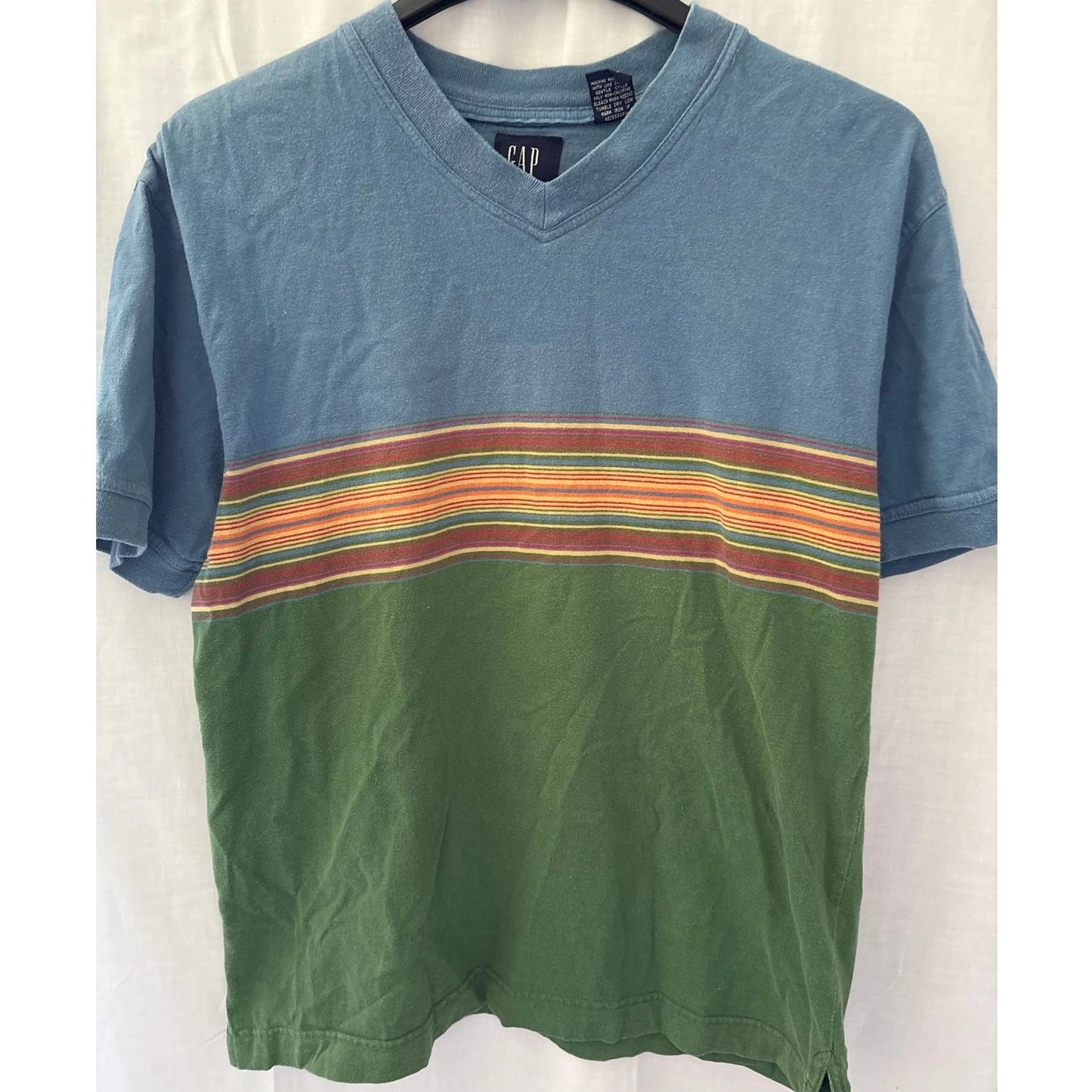 Gap Vintage 90s Y2K V-Neck Striped T-Shirt Men's Size Small
