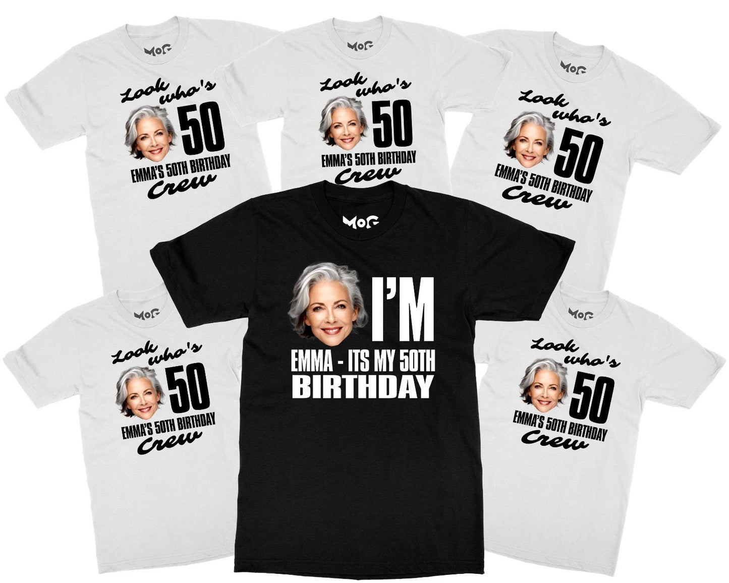 Funny Look Who's 50 Custom Face Shirt Personalised Photo Tee Gift for Dad & Mom