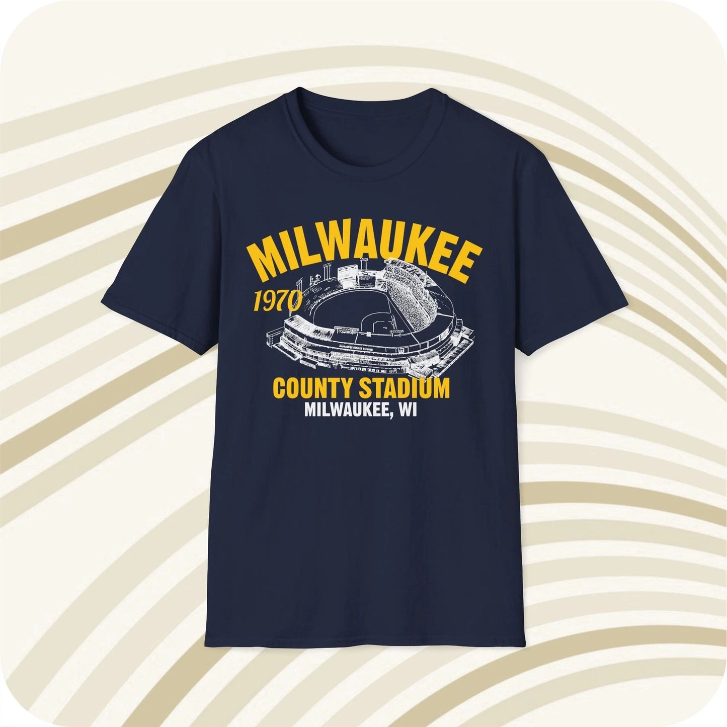 Milwaukee County Stadium 1970 Classic Cut Baseball T-Shirt - Milwaukee Brewers