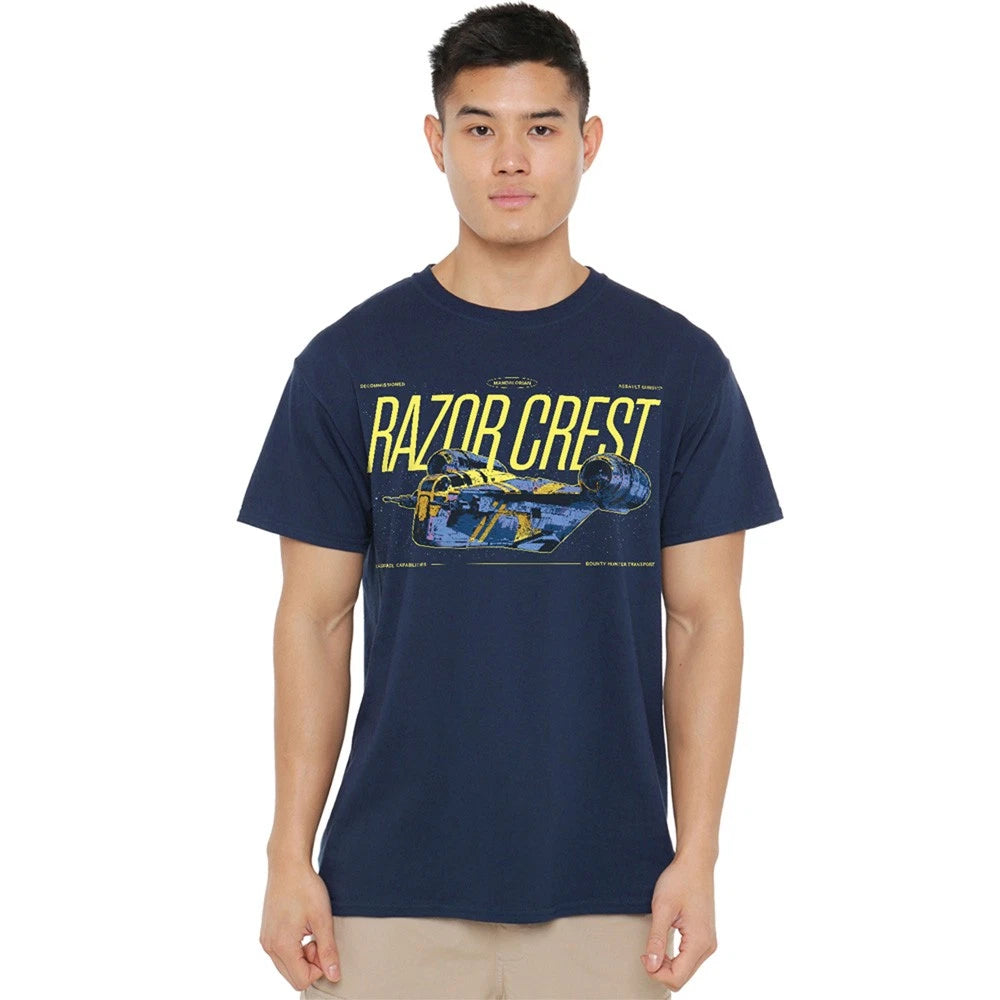 The Mandalorian Grogu Razor Crest Gunship Unisex T-Shirt , Navy