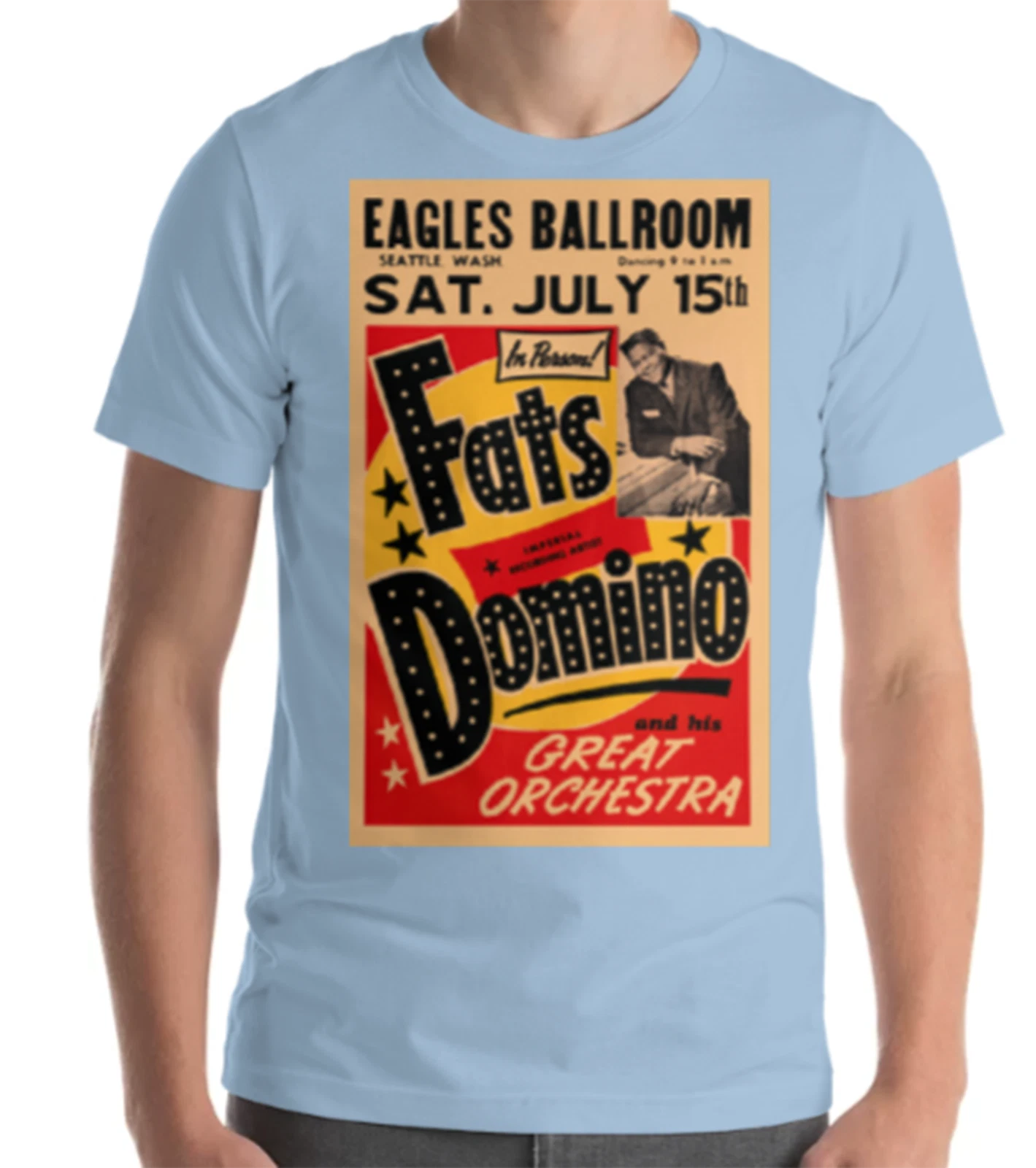 Fats Domino July 15, 1961 Seattle Concert Poster Short-Sleeve Unisex T-Shirt
