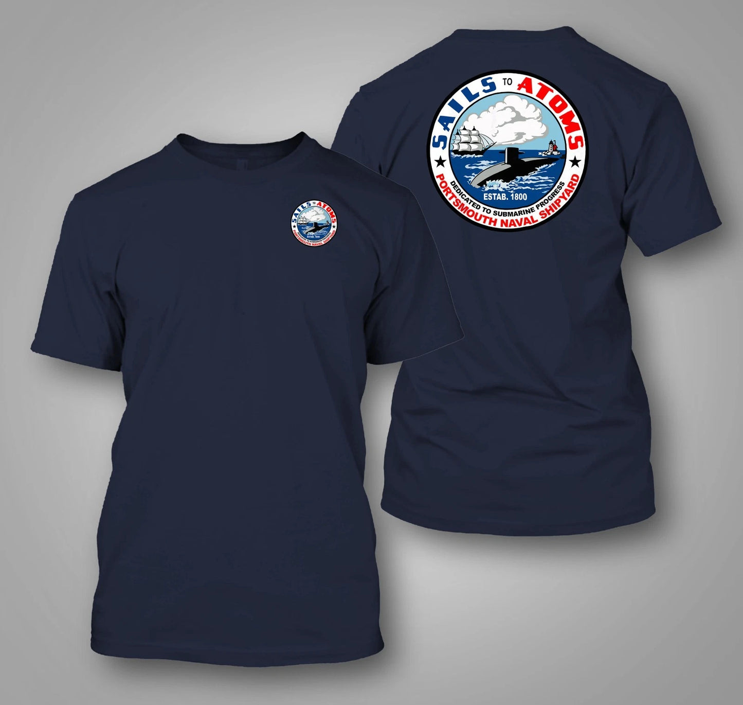 Portsmouth Naval Shipyard U.S. Navy Yard - custom front and back t-shirt tee