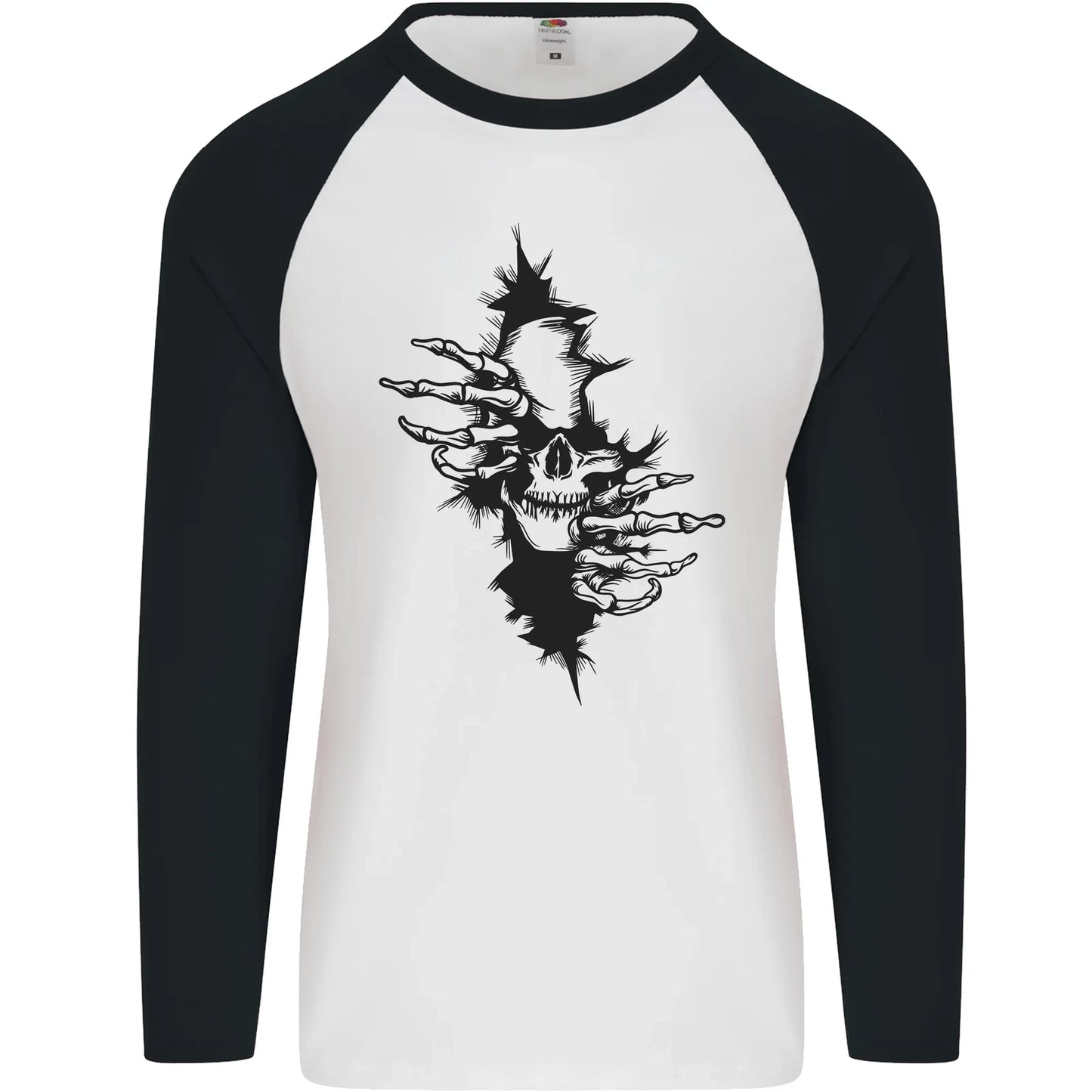 A Skull From a Ripped Shirt Gothic Goth Biker Mens L/S Baseball T-Shirt