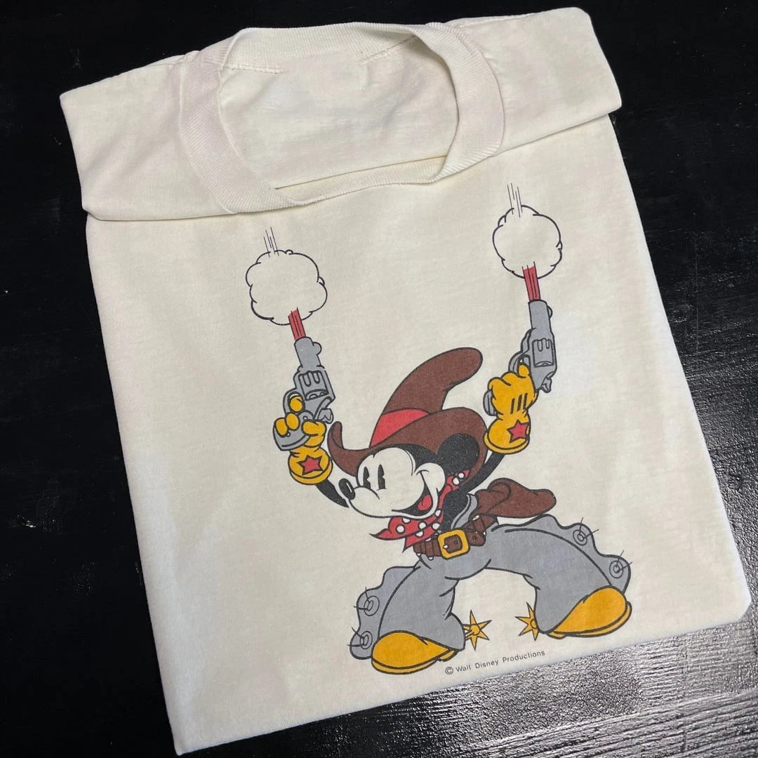 1980s Two Gun Mickey Mouse Cowboy T-shirt Size S-5XL NEW
