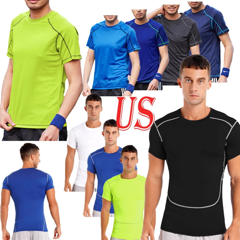 Mens Quick Dry Sun Protection Short Sleeve T-shirt Round Neck Performance Tee