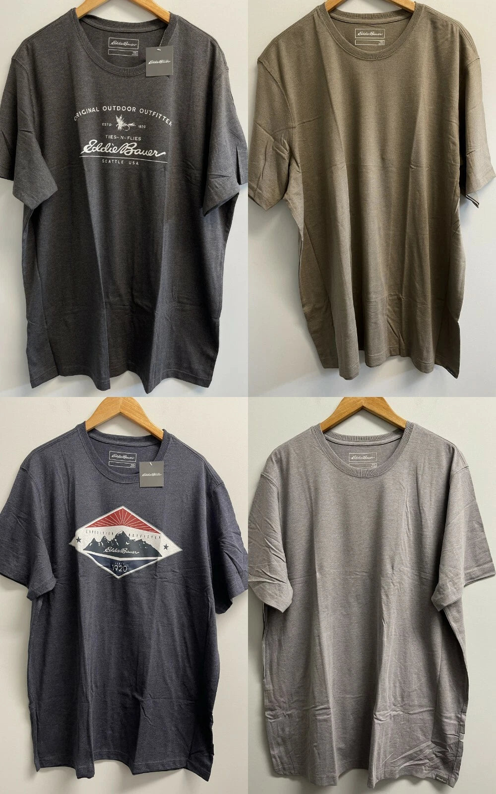 NEW Eddie Bauer Men’s XXL, 3XL Tee, 2-pack T-shirts Graphic, Solid