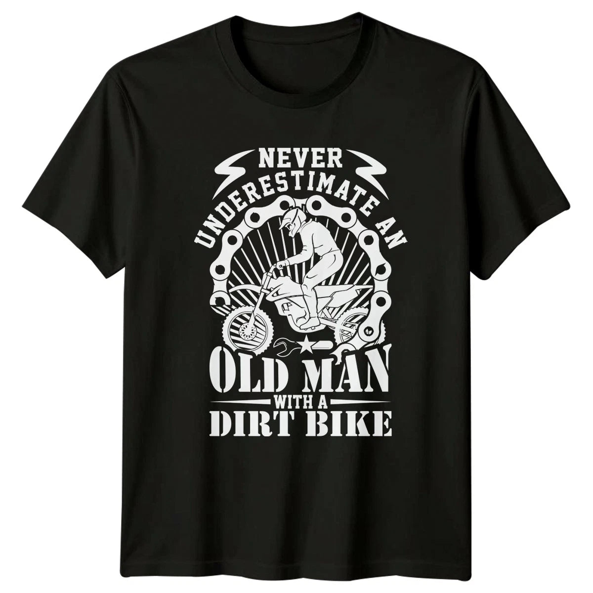Never Underestimate An Old Man Mens T-Shirt Dirt Bike Motocross Gift For Him