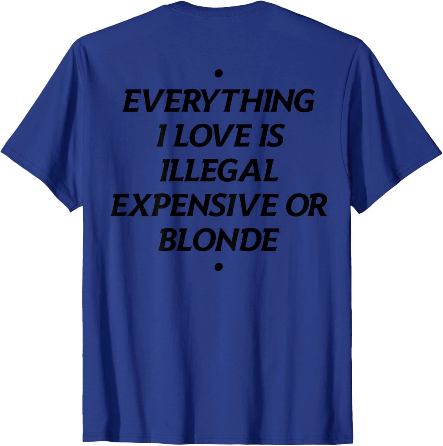Everything I Love Is Illegal Expensive Or Blonde (On Back) T-Shirt