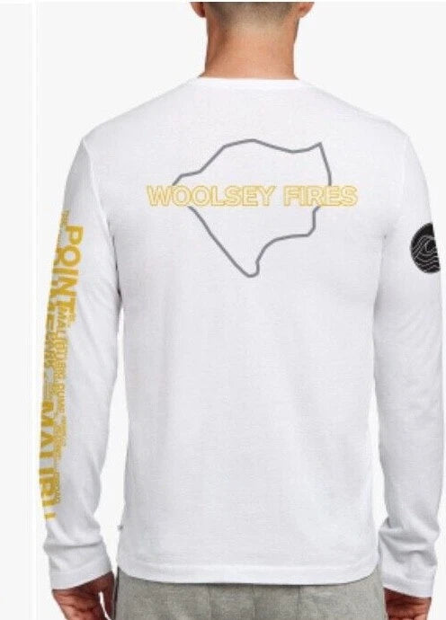 Standard James Perse men crew Neck T-Shirt White l/s Woolsey Fires mlj3352