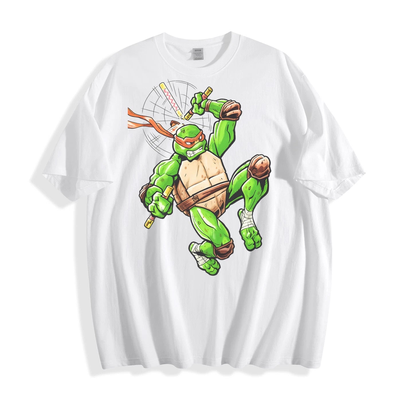 OFFICAL TMNT Michelangelo Ninja Turtles Black Graphic T-Shirt Licensed Tee
