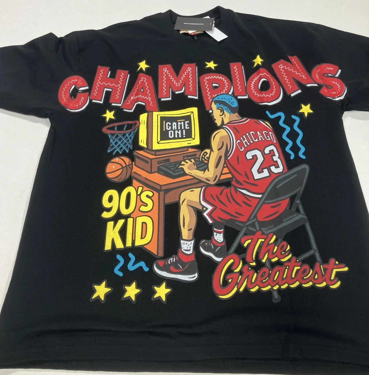 MJ x Kobe CHAMPIONS 90'S KID - Men's Graphic Print T-Shirt Novelty SZ 2XLšš„