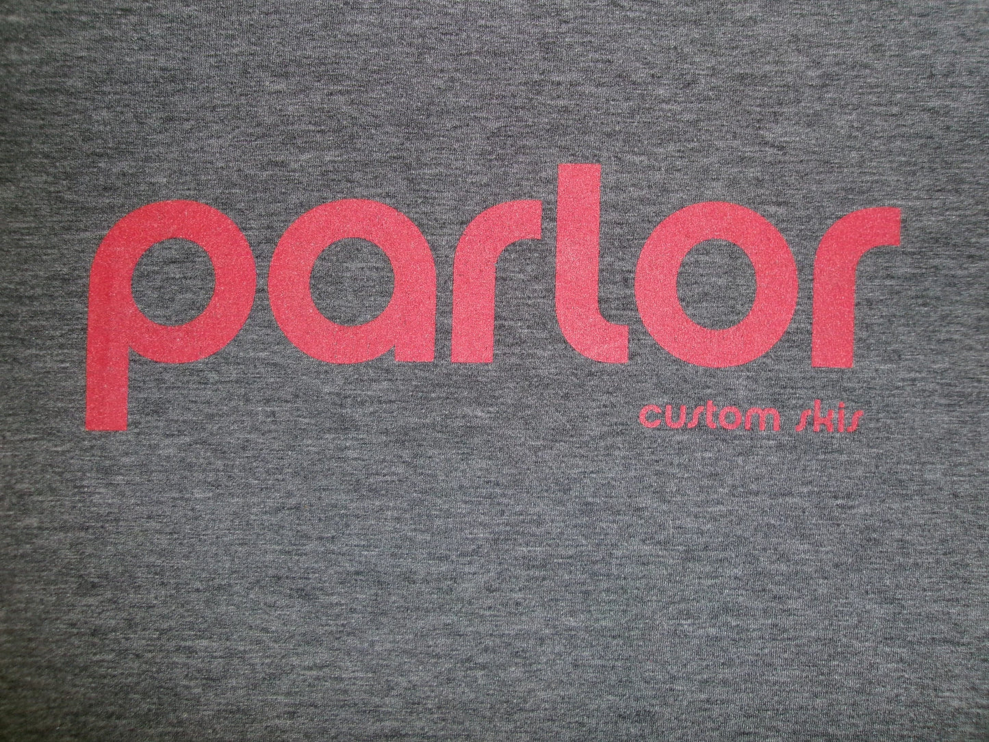 PARLOR CUSTOM SKIS T SHIRT SzL SKIING SNOW WINTER SYMBOL ON BACK