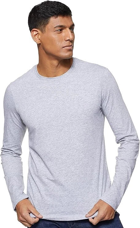 Armani Exchange Men's Basic Long Sleeve Jersey Crew Neck Tee, Heather Grey, S