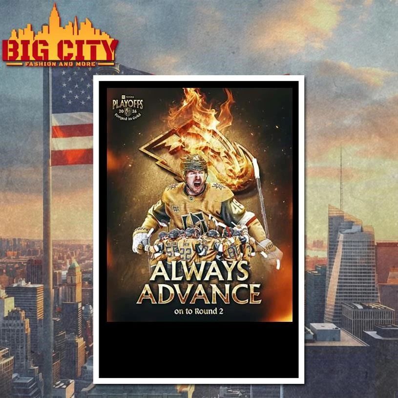 Vegas Golden Knights Alway Advance On To Round 2 Playoffs 2026 Shirt