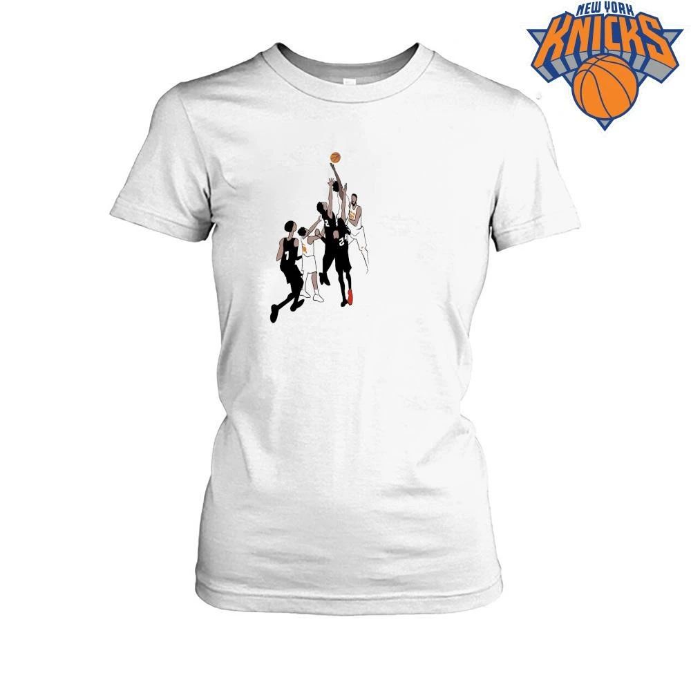 Minimalist OG Anunoby New York Knicks Tip In Basketball Jump Ball Action Artistic Design NBA Finals 2026 Shirt