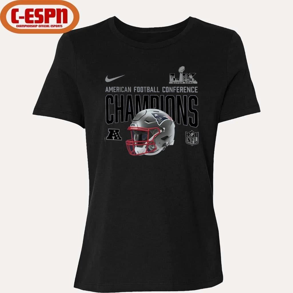 New England Patriots Nike 2025 AFC Champions Glory Shield Helmet T-Shirt