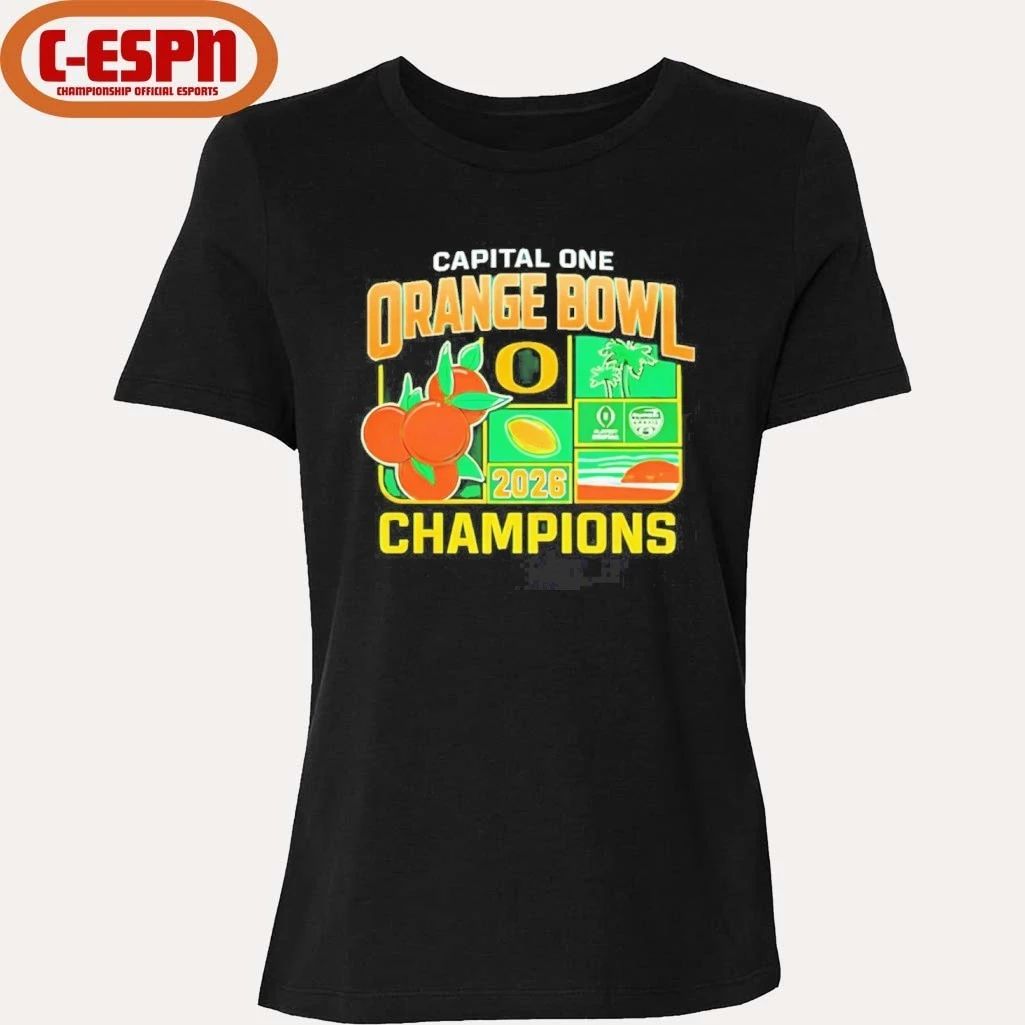 Oregon Ducks 2026 CFP Capital One Orange Bowl Champions T-Shirt