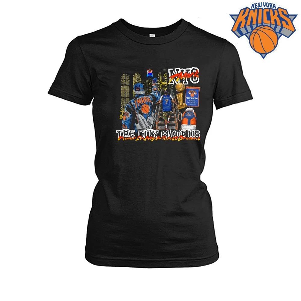 New York Knicks Champions NBA 2026 The City Made Us TMark World Champions Larry O Brien Trophy Shirt