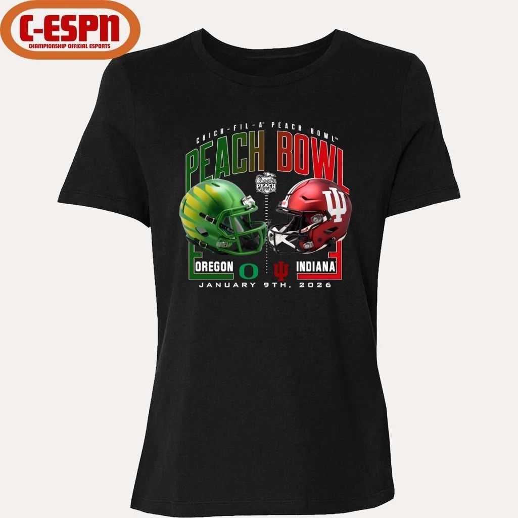Oregon Ducks Vs Indiana Hoosiers 2026 Chick-Fil-A Peach Bowl Matchup T-Shirt