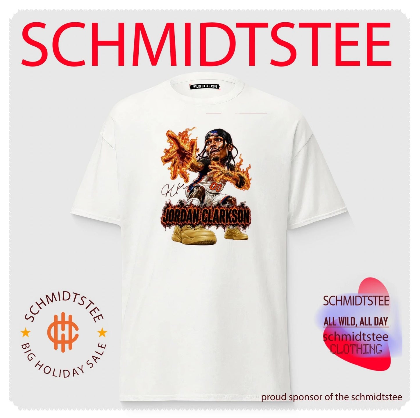 New York Knicks Jordan Clarkson flame thrower illustration shirt