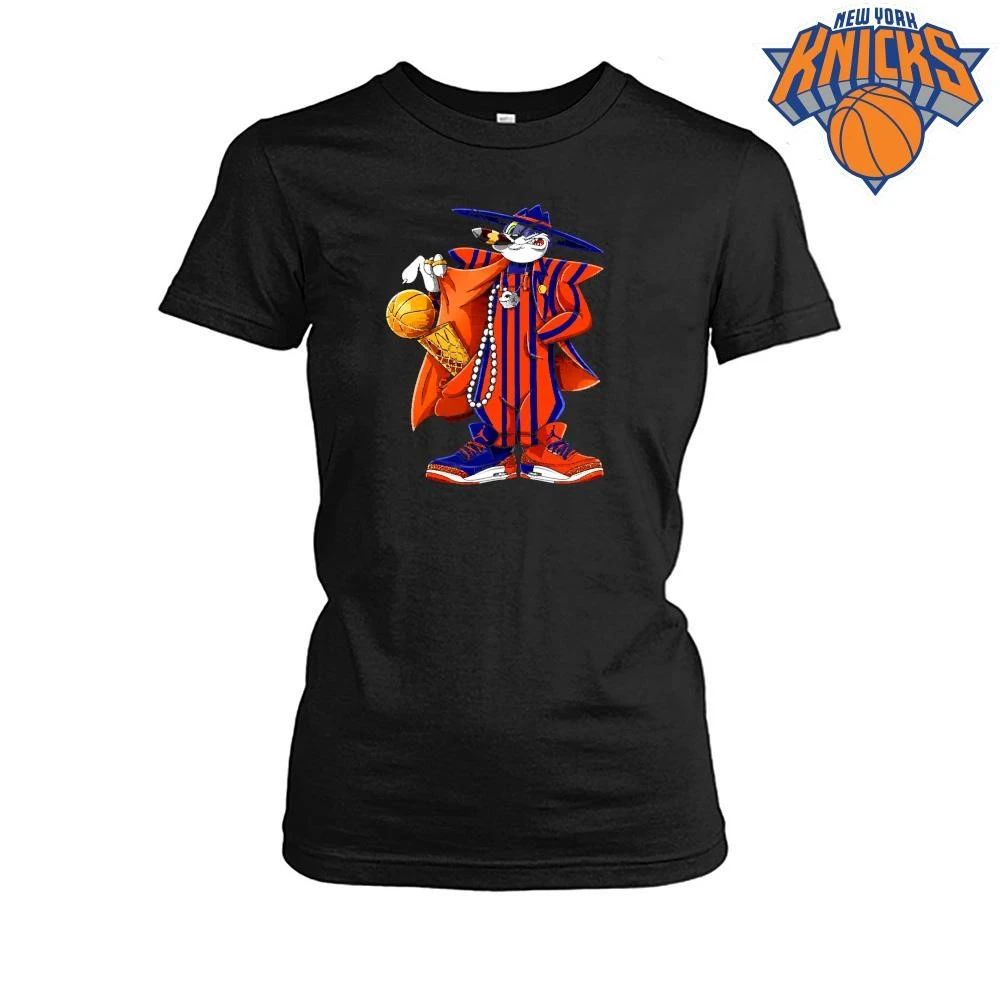 New York Knicks Champions NBA 2026 Tom Cat Pinstripe Suit Trophy Bootleg Cartoon Shirt