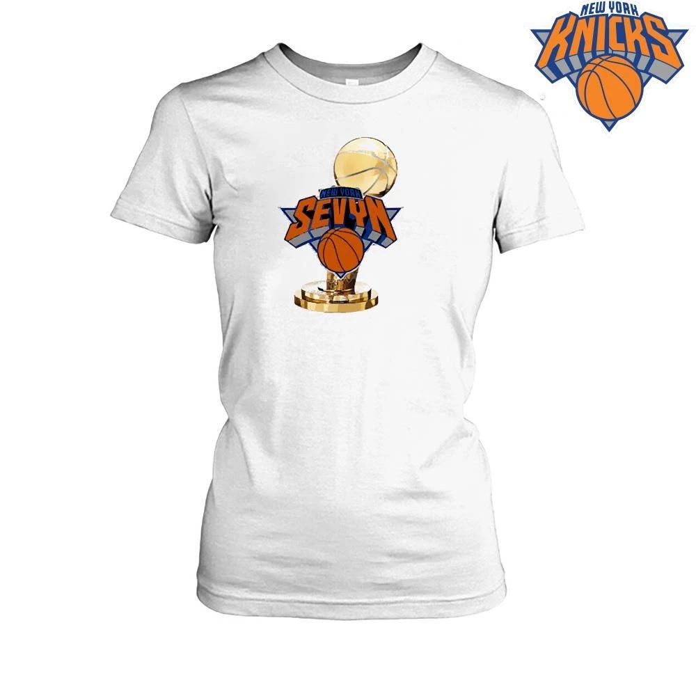 New York Knicks Sevyn Larry O Brien Trophy White Shirt