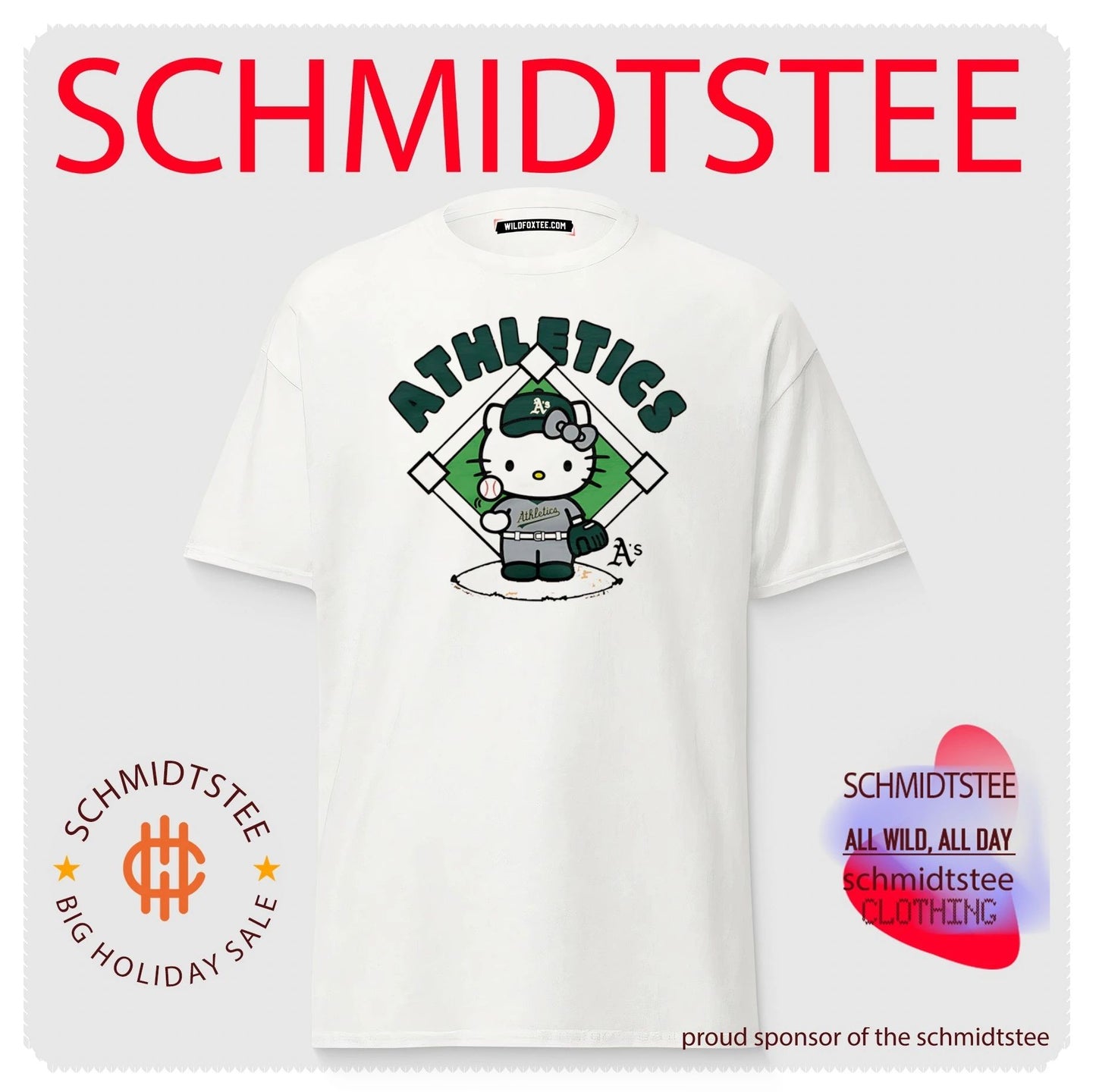 Athletics Hello Kitty x MLB cartoon shirt