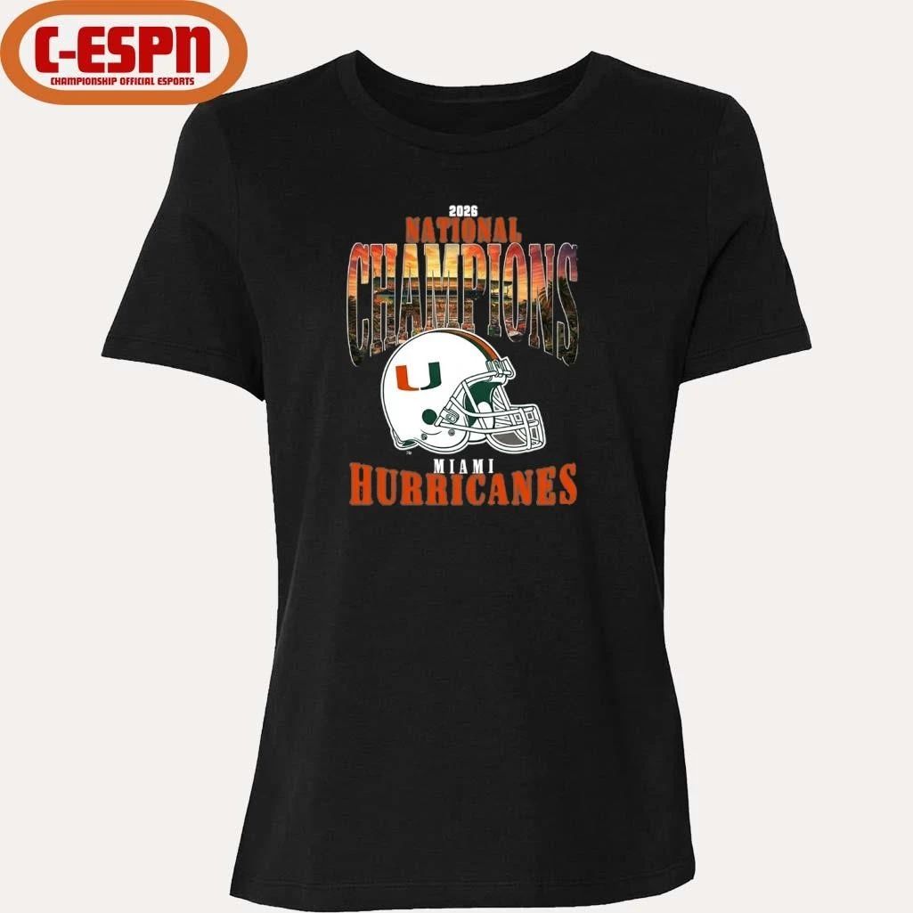 2026 National Champions Miami Hurricanes Retro Helmet T-Shirt