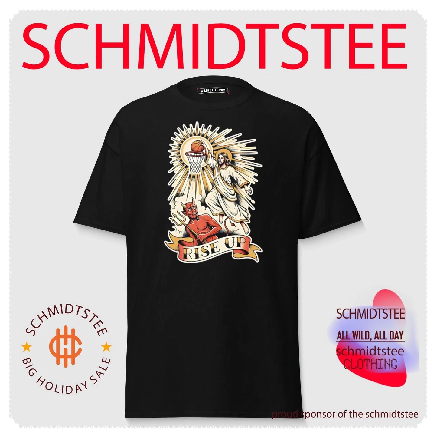 Rise up Jesus dunking basketball illustrated shirt