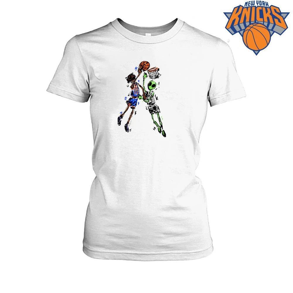 Abstract Street Art Dunk New York Knicks Versus Alien Basketball Shirt